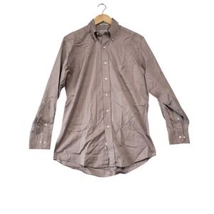 Eagle Shirtmakers Button Down Shirt Mens 15 32/33 Taupe Brown Non Iron Pinpoint